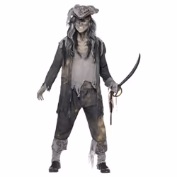 Smiffys Mens Deluxe Ghost Ship Ghoul Costume - M, Grey