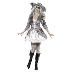 Smiffys Womens/Ladies Deluxe Ship Pirate Treasure Ghost Costume Set - 12 UK - 14 UK, Grey