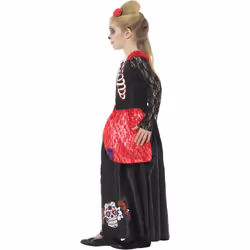 Smiffys Girls Deluxe Day Of The Dead Costume - 4-6 Years, Black/Red