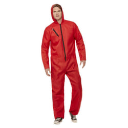 Smiffys Unisex Adult Bank Robber Jumpsuit - L R, Red