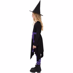 Smiffys Girls Practical Spell Witch Costume Set - 10-12 Years, Black/Purple