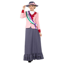 Smiffys Womens/Ladies Deluxe Victorian Suffragette Costume Set - S, Grey/Pink
