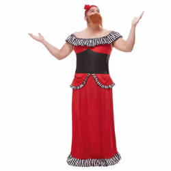 Smiffys Mens Bearded Lady Costume Set - L, Red