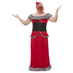 Smiffys Mens Bearded Lady Costume Set - L, Red