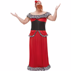 Smiffys Mens Bearded Lady Costume Set - L, Red