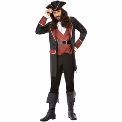 Smiffys Mens Deluxe Swashbuckler Pirate Costume Set - L, Black/Red/White