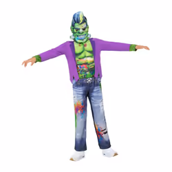 Smiffys Boys Frankenstein Graffiti Costume Set - 4-6 Years, Multicoloured