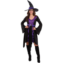 Smiffys Womens/Ladies Practical Spell Witch Costume - S, Black/Purple