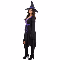 Smiffys Womens/Ladies Practical Spell Witch Costume - S, Black/Purple