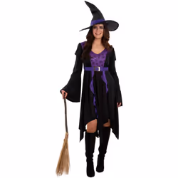 Smiffys Womens/Ladies Practical Spell Witch Costume - S, Black/Purple