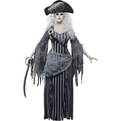 Smiffys Womens/Ladies Deluxe Ghost Ship Princess Costume Set - S, Grey/Black