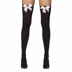 Fever Womens/Ladies Bow Opaque Hold Up Stockings - One Size, Black/White