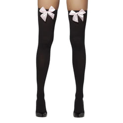 Fever Womens/Ladies Bow Opaque Hold Up Stockings - One Size, Black/White