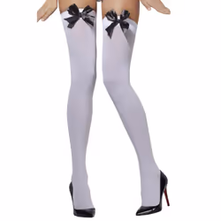 Fever Womens/Ladies Bow Opaque Hold Up Stockings - One Size, White/Black