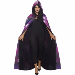Smiffys Unisex Adult Spellbound Tie Dye Cape - One Size, Black/Purple
