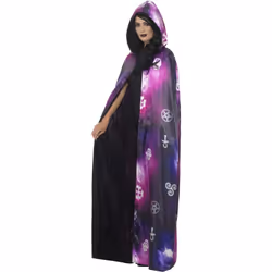 Smiffys Unisex Adult Spellbound Tie Dye Cape - One Size, Black/Purple