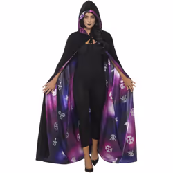Smiffys Unisex Adult Spellbound Tie Dye Cape - One Size, Black/Purple