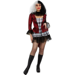 Smiffys Womens/Ladies Evil Jester Costume Set - M, Red/Black