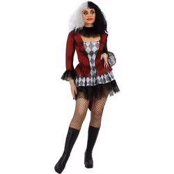 Smiffys Womens/Ladies Evil Jester Costume Set - XS, Red/Black