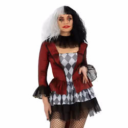 Smiffys Womens/Ladies Evil Jester Costume Set - XS, Red/Black
