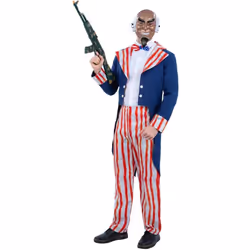 Smiffys Mens Uncle Sam Horror Patriot Costume Set - L, Blue/Red/White