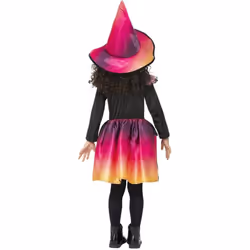 Smiffys Girls Witch Sunset Costume Set - 4-6 Years, Black/Pink/Orange