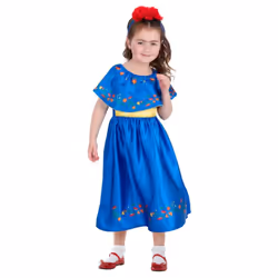 Smiffys Girls Artist Frida Costume - 4-6 Years, Blue