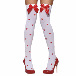 Smiffys Womens/Ladies Heart Opaque Bow Hold Up Stockings