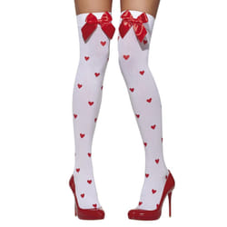 Smiffys Womens/Ladies Heart Opaque Bow Hold Up Stockings