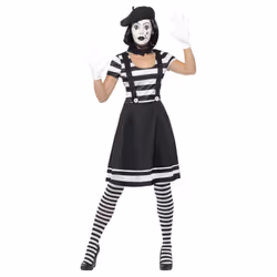 Smiffys Womens/Ladies Mime Artist Costume Set - S, Black/White