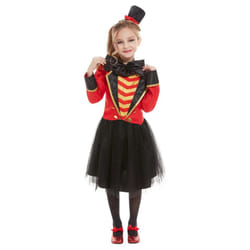Smiffys Girls Deluxe Ringmaster Costume Set - 7-9 Years, Red/Black