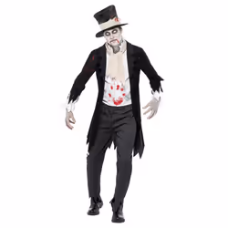 Smiffys Mens Till Death Do Us Part Zombie Groom Costume Set - M, Black/White