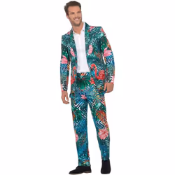 Smiffys Mens Hawaiian Tropical Flamingo Costume Suit - M, Multicoloured