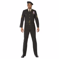 Smiffys Mens Wartime Officer Costume Set - M R, Green