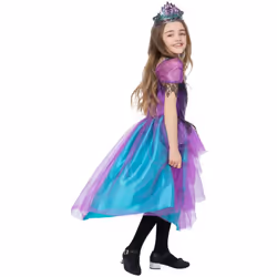 Smiffys Girls Deluxe Miss Halloween Prom Costume Set - 7-9 Years, Purple/Turquoise