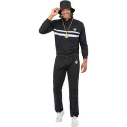 Smiffys Mens 90s Contrast Striped Costume Tracksuit - XL, Black