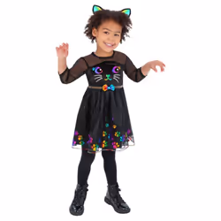 Smiffys Girls Rainbow Cat Polyester Costume Set - 4-6 Years, Black/Rainbow