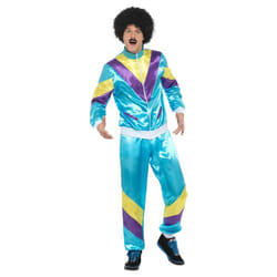 Smiffys Unisex Adult 80s Height Of Fashion 80s Shell Suit Costume Set - XL, Blue/Yellow/Purple