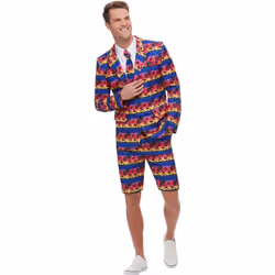 Smiffys Mens Sunset Flamingo Costume Suit - XL, Blue/Red/Yellow