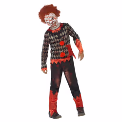 Smiffys Boys Zombie Clown Costume - 4-6 Years, Red/Green