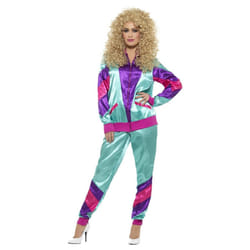 Smiffys Womens/Ladies Height Of Fashion 80s Shell Suit Costume Set - M, Purple/Blue/Pink