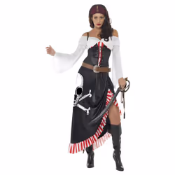 Smiffys Womens/Ladies Sultry Swashbuckler Costume Set - M, Black/White