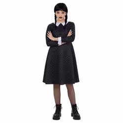Smiffys Girls Gothic School Costume Dress - 13-14 Years, Black/White