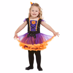 Smiffys Childrens/Kids Pumpkin Witch Costume Set - 3-4 Years, Orange/Purple/Black