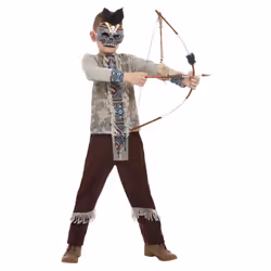 Smiffys Boys Dark Spirit Warrior Costume Set - 7-9 Years, Grey