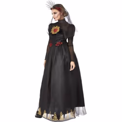 Smiffys Womens/Ladies Deluxe Bride Sacred Heart Day Of The Dead Costume - S, Black