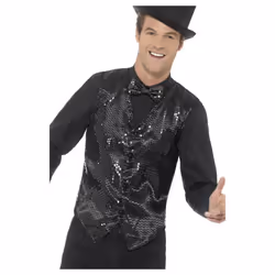 Smiffys Unisex Adult Sequin Costume Vest - S, Black