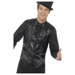 Smiffys Unisex Adult Sequin Costume Vest - S, Black