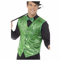 Smiffys Unisex Adult Sequin Costume Vest - M, Green