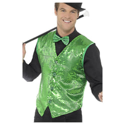 Smiffys Unisex Adult Sequin Costume Vest - M, Green